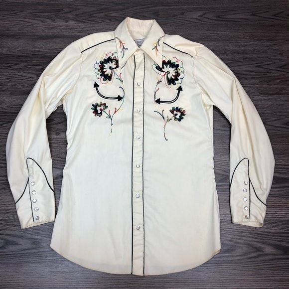 H and C Ranchwear Other - H bar C Ranchwear Embroidered Pearl Button Shirt M